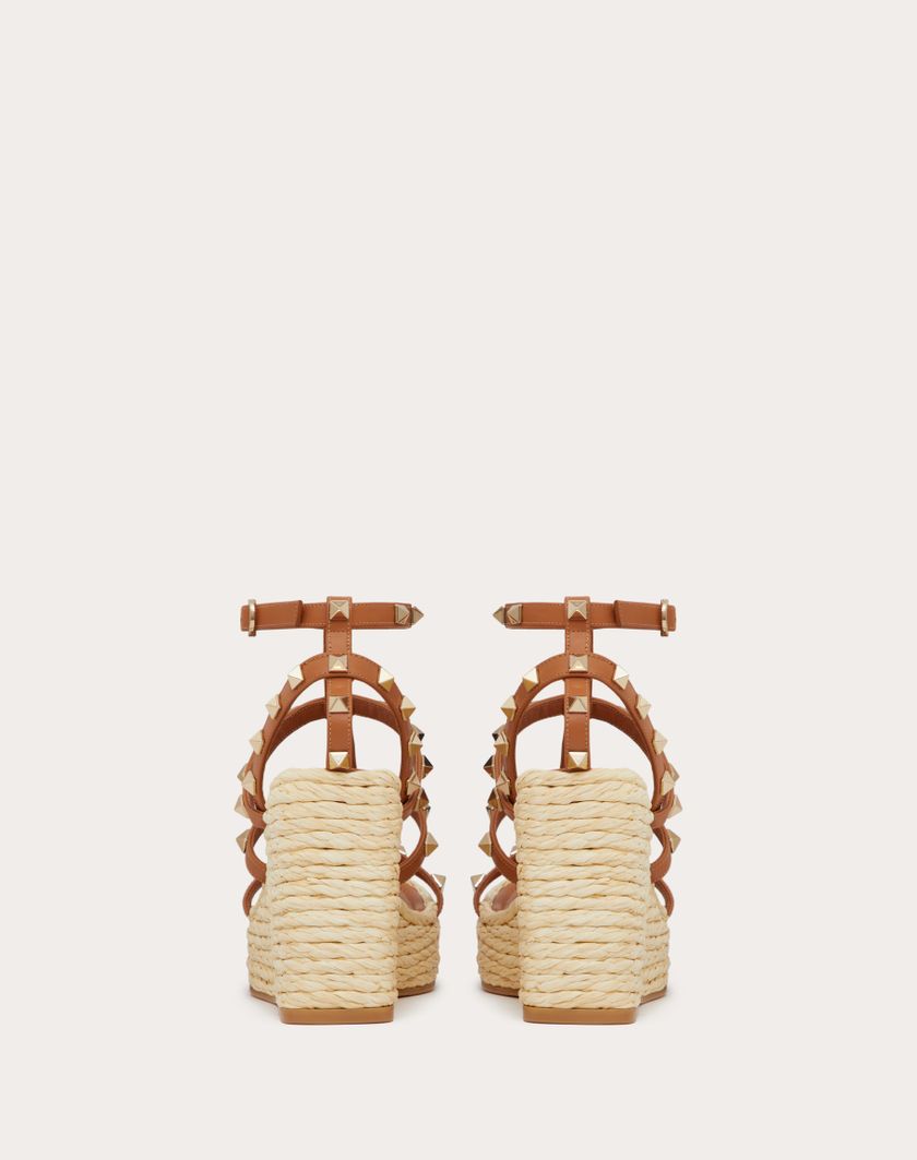 ROCKSTUD WEDGE SANDAL WITH CALFSKIN STRAPS 95MM - Image 4